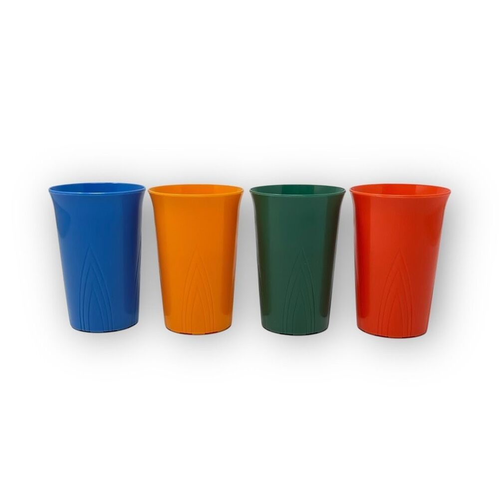 Vintage Stanley Home Products Plastic Tumblers Set 4 Mid Century Retro Colorful